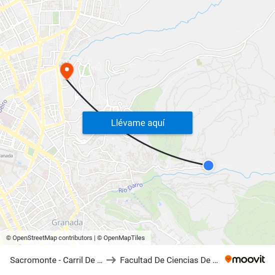 Sacromonte - Carril De Los Coches to Facultad De Ciencias De La Educación map