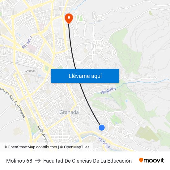 Molinos 68 to Facultad De Ciencias De La Educación map