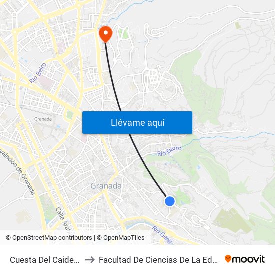 Cuesta Del Caidero 10 to Facultad De Ciencias De La Educación map