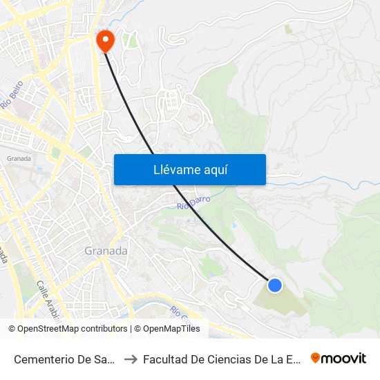 Cementerio De San José to Facultad De Ciencias De La Educación map
