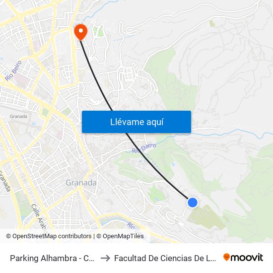 Parking Alhambra - Cementerio to Facultad De Ciencias De La Educación map