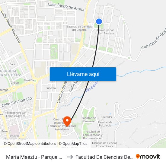 María Maeztu - Parque Nueva Granada to Facultad De Ciencias De La Educación map