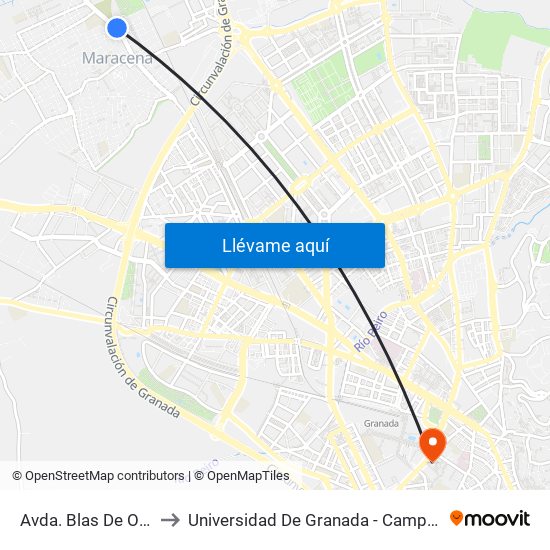Avda. Blas De Otero 3 to Universidad De Granada - Campus Centro map