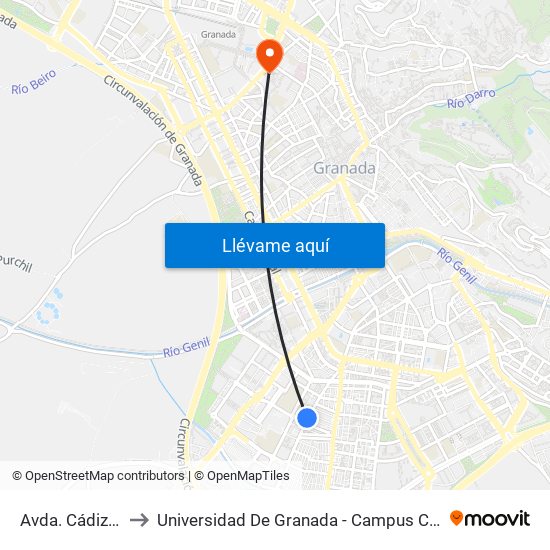 Avda. Cádiz 24 to Universidad De Granada - Campus Centro map