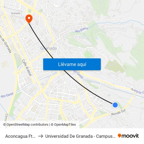 Aconcagua Fte 22 to Universidad De Granada - Campus Centro map