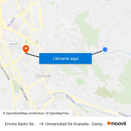 Ermita Santo Sepulcro to Universidad De Granada - Campus Centro map