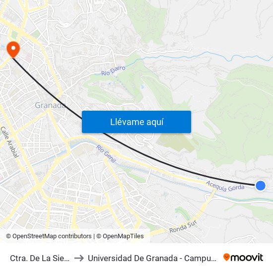 Ctra. De La Sierra 4 to Universidad De Granada - Campus Centro map