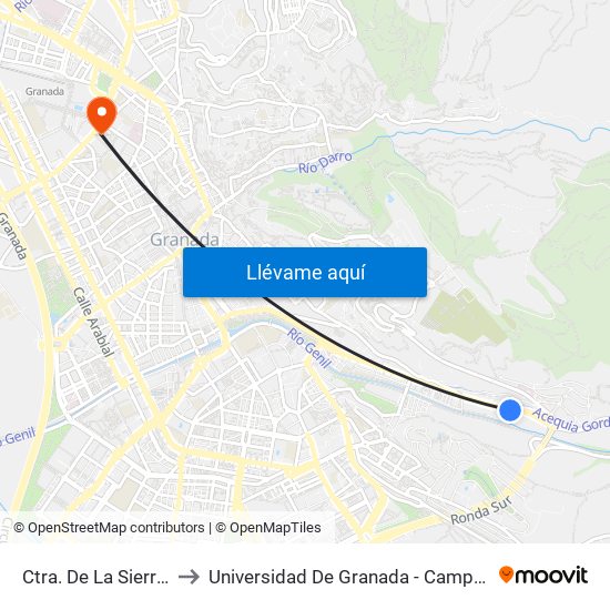 Ctra. De La Sierra 137 to Universidad De Granada - Campus Centro map