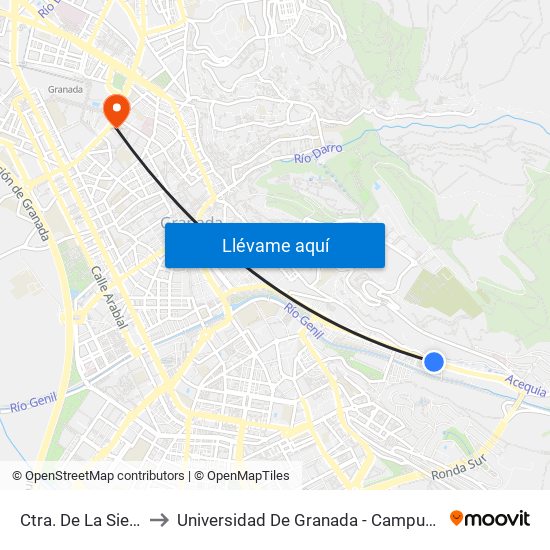 Ctra. De La Sierra 9 to Universidad De Granada - Campus Centro map
