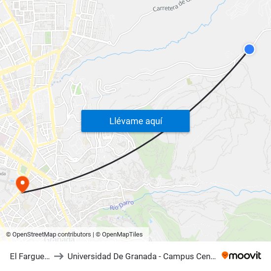 El Fargue 1 to Universidad De Granada - Campus Centro map