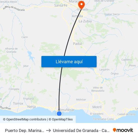 Puerto Dep. Marina Del Este to Universidad De Granada - Campus Centro map