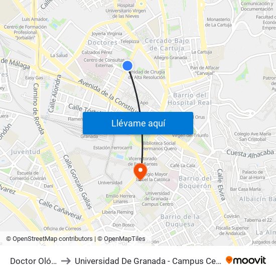 Doctor Olóriz to Universidad De Granada - Campus Centro map