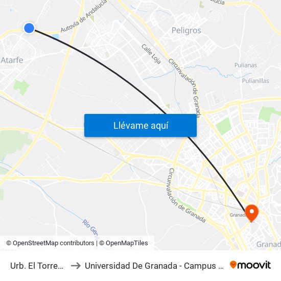 Urb. El Torreón 5 to Universidad De Granada - Campus Centro map