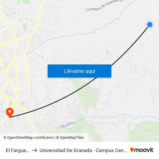 El Fargue 2 to Universidad De Granada - Campus Centro map