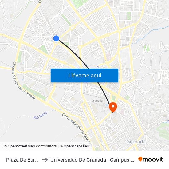 Plaza De Europa to Universidad De Granada - Campus Centro map