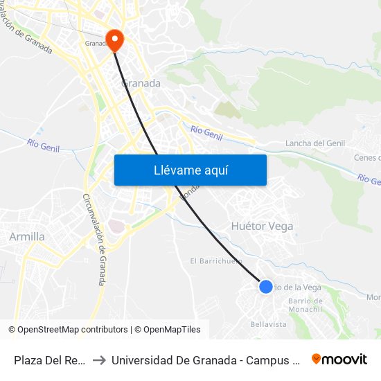Plaza Del Retiro to Universidad De Granada - Campus Centro map