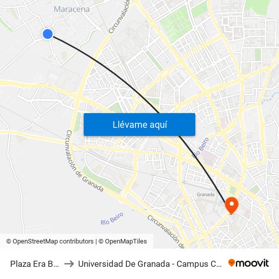 Plaza Era Baja to Universidad De Granada - Campus Centro map