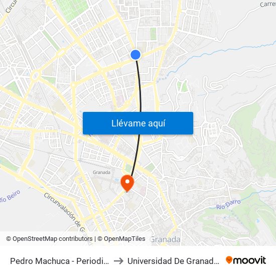 Pedro Machuca - Periodista Luis De Vicente to Universidad De Granada - Campus Centro map