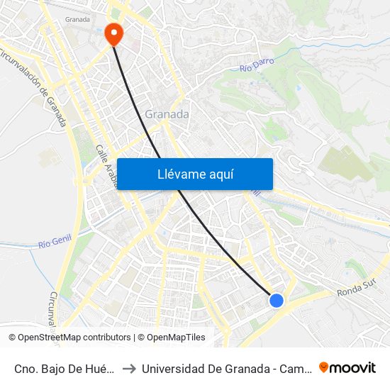 Cno. Bajo De Huétor 146 to Universidad De Granada - Campus Centro map