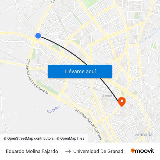 Eduardo Molina Fajardo - Escuela Gerencia to Universidad De Granada - Campus Centro map