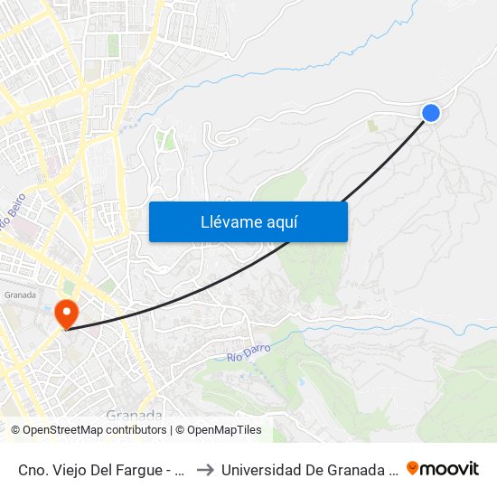 Cno. Viejo Del Fargue - Fte Cruce Abadía to Universidad De Granada - Campus Centro map