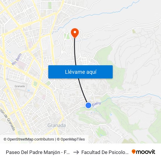 Paseo Del Padre Manjón - Fte 1 to Facultad De Psicología map