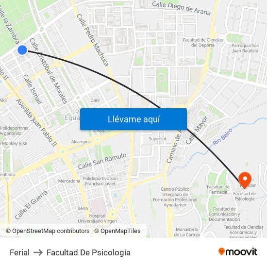 Ferial to Facultad De Psicología map