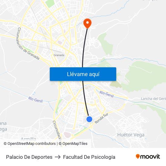 Palacio De Deportes to Facultad De Psicología map