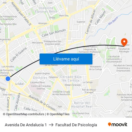 Avenida De Andalucía 1 to Facultad De Psicología map
