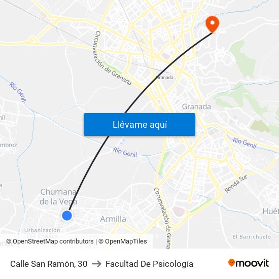 Calle San Ramón, 30 to Facultad De Psicología map