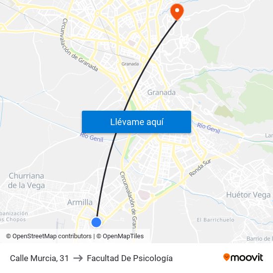 Calle Murcia, 31 to Facultad De Psicología map