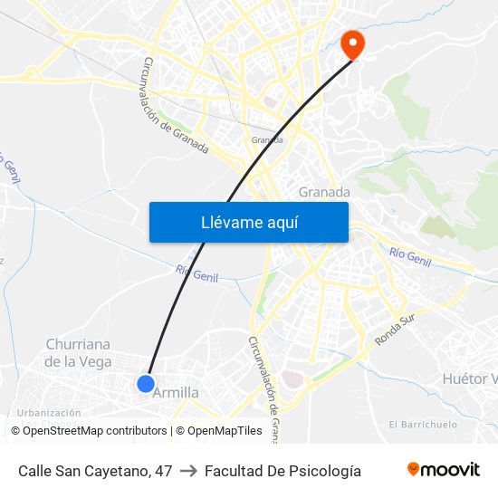 Calle San Cayetano, 47 to Facultad De Psicología map