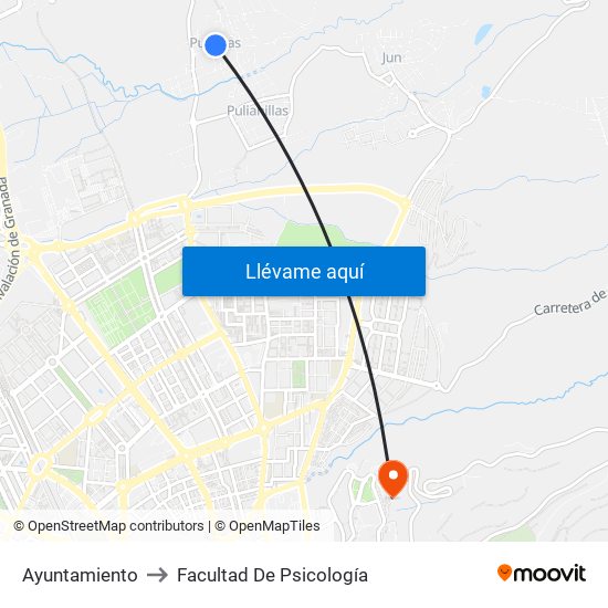 Ayuntamiento to Facultad De Psicología map