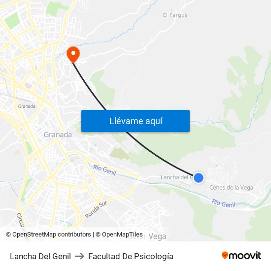 Lancha Del Genil to Facultad De Psicología map