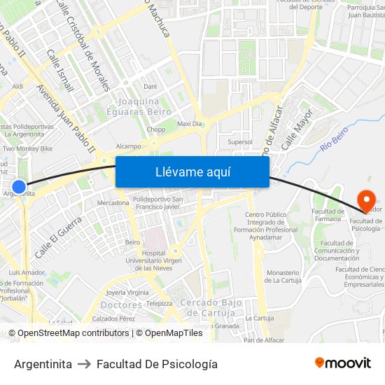 Argentinita to Facultad De Psicología map