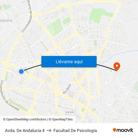 Avda. De Andalucía 4 to Facultad De Psicología map