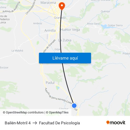 Bailén-Motril  4 to Facultad De Psicología map