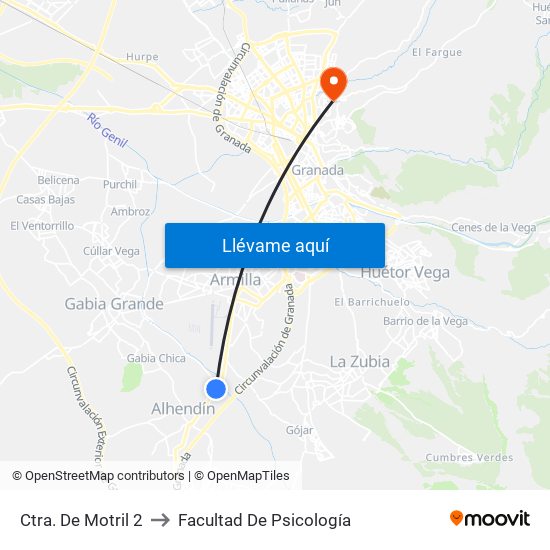 Ctra. De Motril 2 to Facultad De Psicología map