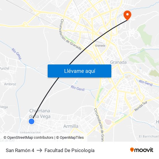 San Ramón 4 to Facultad De Psicología map