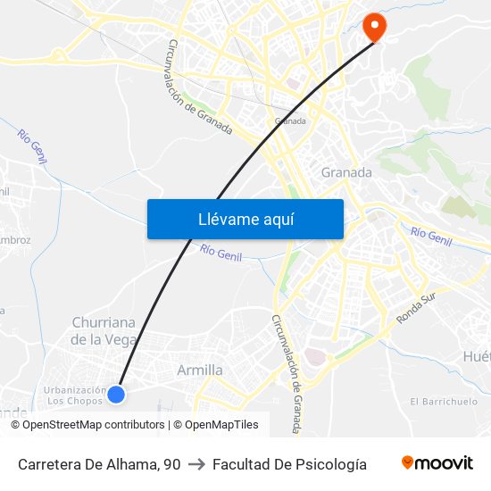 Carretera De Alhama, 90 to Facultad De Psicología map