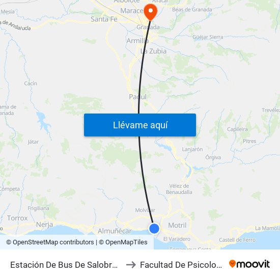 Estación De Bus De Salobreña to Facultad De Psicología map