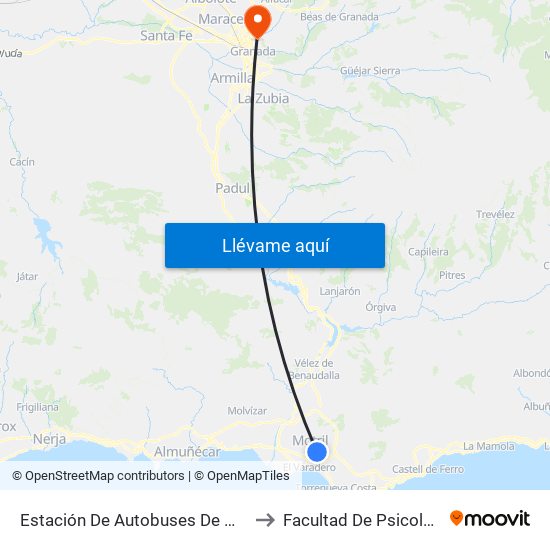 Estación De Autobuses De Motril to Facultad De Psicología map