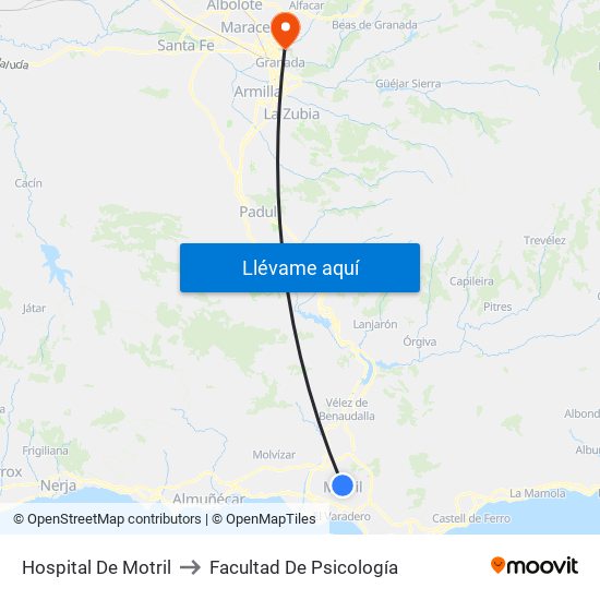 Hospital De Motril to Facultad De Psicología map