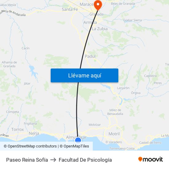 Paseo Reina Sofía to Facultad De Psicología map