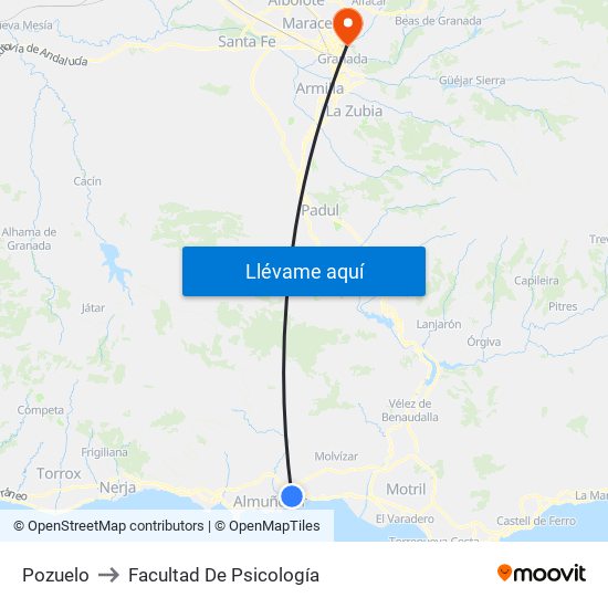 Pozuelo to Facultad De Psicología map