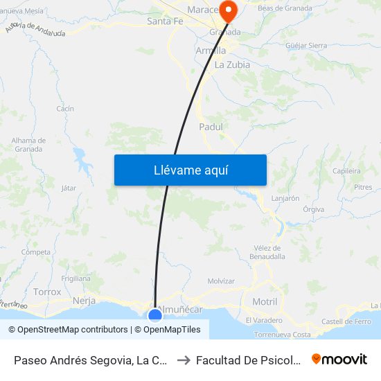 Paseo Andrés Segovia, La Caleta to Facultad De Psicología map