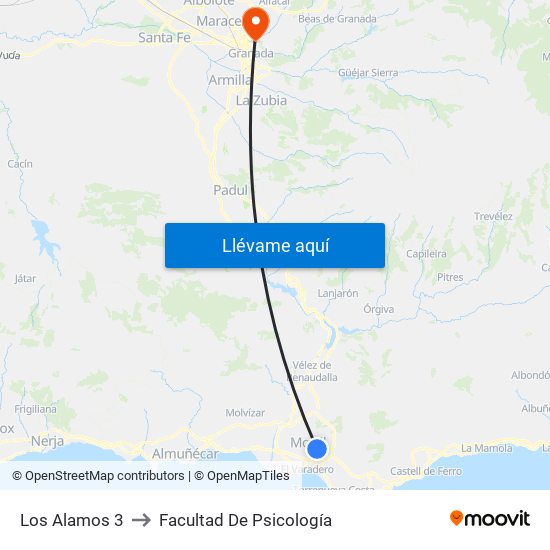 Los Alamos 3 to Facultad De Psicología map