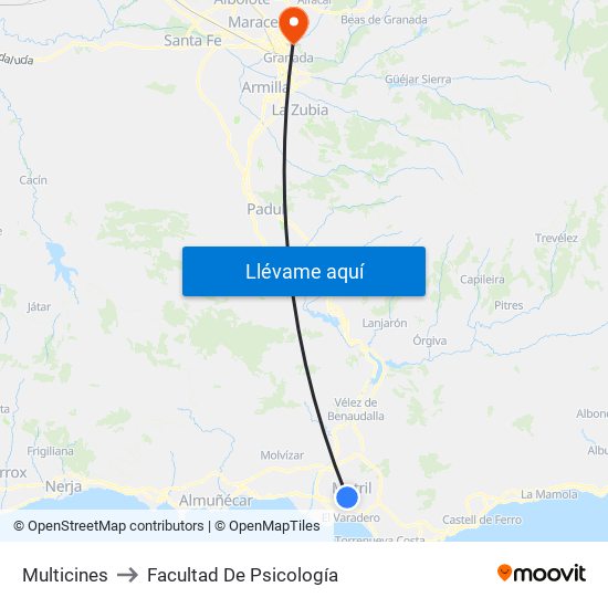 Multicines to Facultad De Psicología map