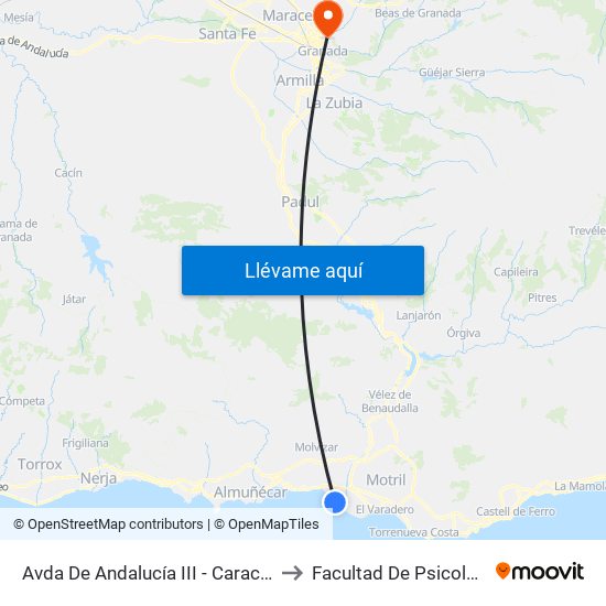 Avda De Andalucía III - Caracolas to Facultad De Psicología map
