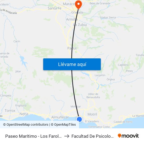Paseo Marítimo - Los Faroles to Facultad De Psicología map